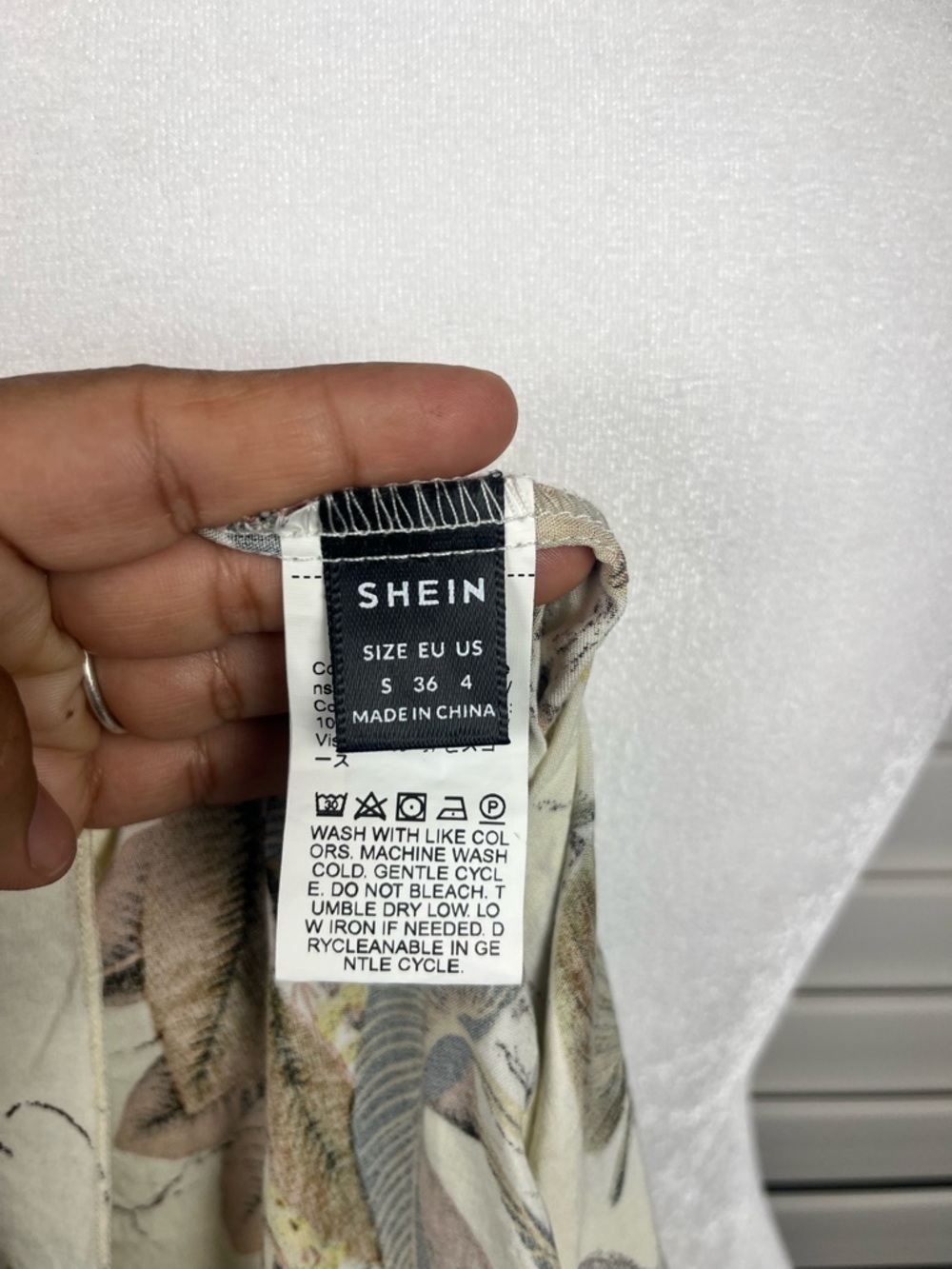 SHEIN Cream Maxi Slip Dress with Green&Brown Floral Print Size S Boho Coastal - Picture 6 of 7